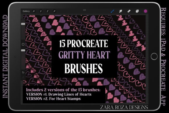 Download Procreate Gritty Heart Brush Set - Art Collection