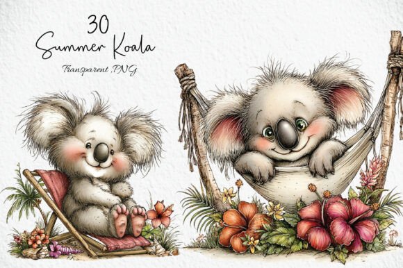 Download Cute Summer Koala Clipart PNG - Summer Collection