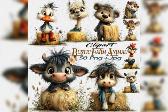 Download Rustic Farm Animal Clipart Bundle PNG - Art Collection