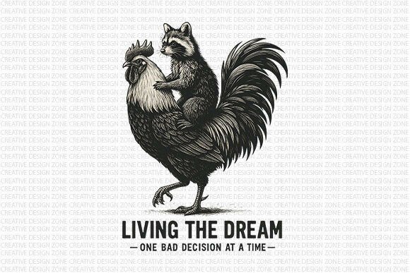 Download Raccoon Riding Rooster Art - Art Collection