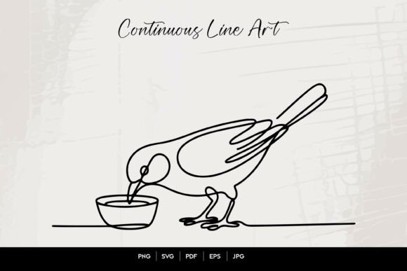 Download Bird Drinking Water Continuous Line Art - Art Collection