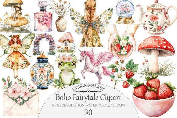 Download Watercolor Boho Fairytale Clipart - Art Collection