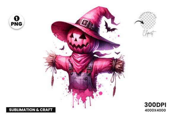 Download Halloween Pink Spooky Scarecrow Clipart - Art Collection