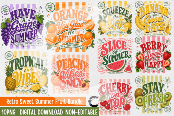 Download Retro Summer Vintage Fruit Bundle - Summer Collection