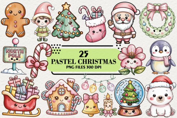 Download Kawaii Pastel Christmas Clipart Bundle - Art Collection