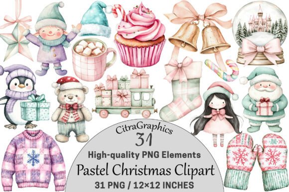 Download Pastel Christmas Clipart - Art Collection