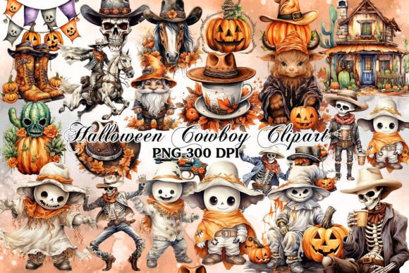 Download Halloween Cowboy Watercolor Clipart - Art Collection