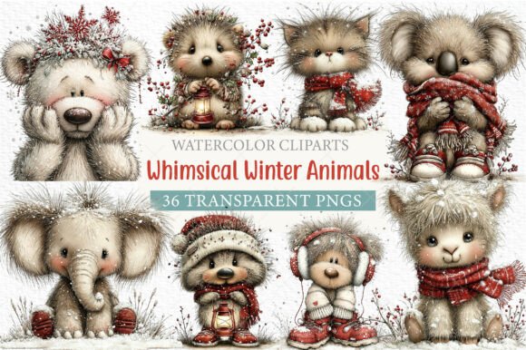 Download Whimsical Winter Animals Clipart Png - Art Collection