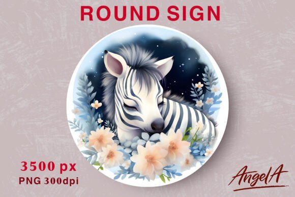 Download Sleeping Zebra Kids Wall Art Round Desig - Art Collection