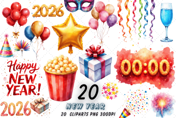 Download New Year Celebration Clipart Bundle Png - Art Collection