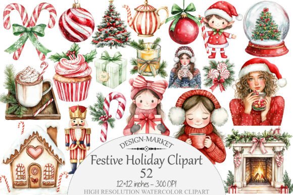 Download Watercolor Festive Holiday Clipart - Art Collection
