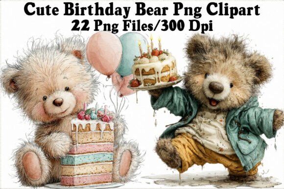 Download Cute Birthday Bear PNG Clipart - Art Collection