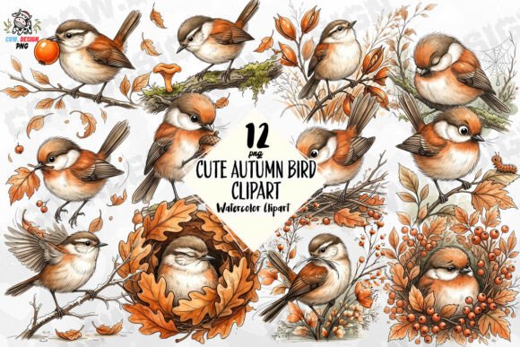 Download Cute Autumn Bird Clipart PNG - Art Collection