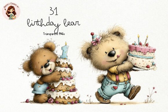Download Cute Birthday Bear PNG Clipart - Art Collection