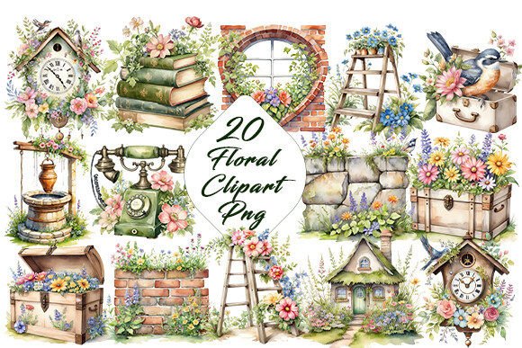Download Watercolor Floral Clipart PNG Bundle. - Art Collection