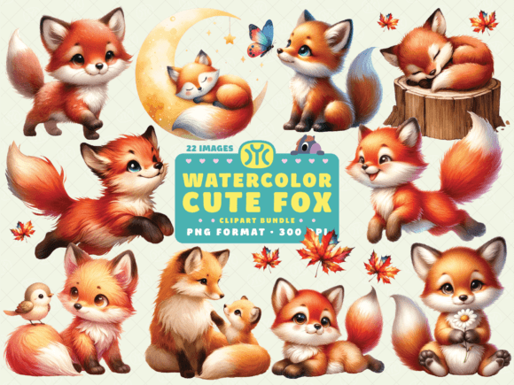 Download Watercolor Cute Fox Clipart - Art Collection
