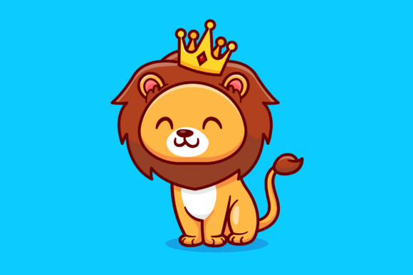 Download Cute Lion King Sitting Cartoon - Art Collection