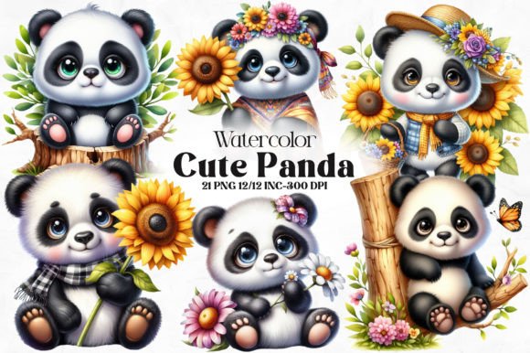 Download Cute Panda Clipart Bundle - Art Collection