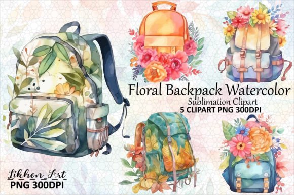 Download Floral Backpack Watercolor Clipart - Art Collection