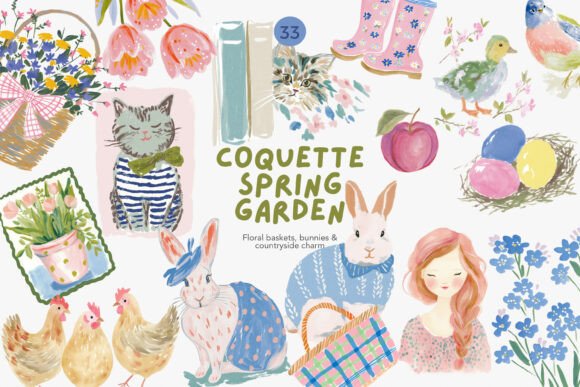 Download Coquette Spring Garden Clipart Bundle F - Art Collection