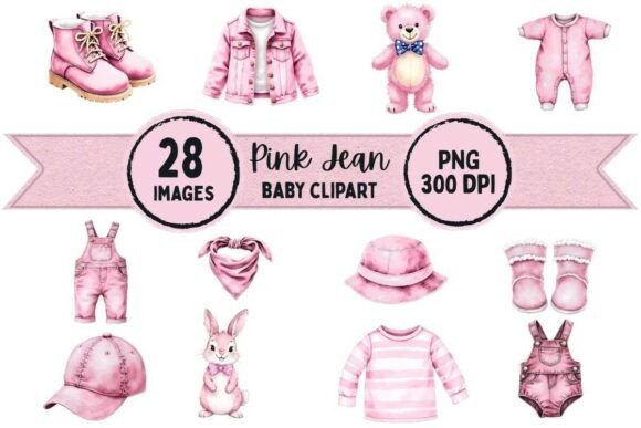 Download Pink Jean Denim Baby Clipart - Art Collection