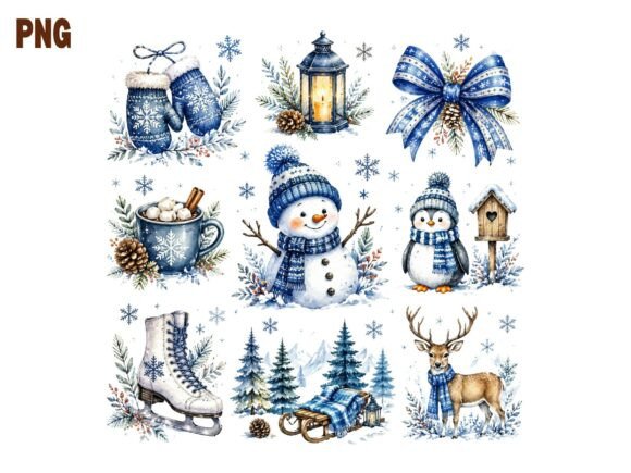 Download Winter Snowman Clipart Sheet PNG, Cute - Art Collection