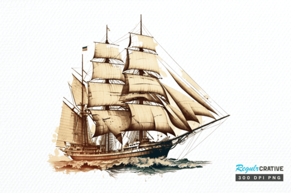 Download Watercolor Vintage Ship Clipart PNG - Art Collection