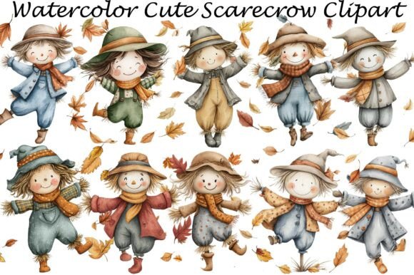 Download Watercolor Cute Scarecrow Clipart - Art Collection