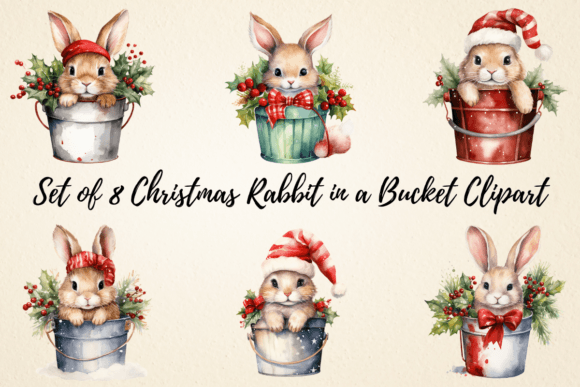 Download Christmas Rabbit in a Bucket Clipart - Art Collection