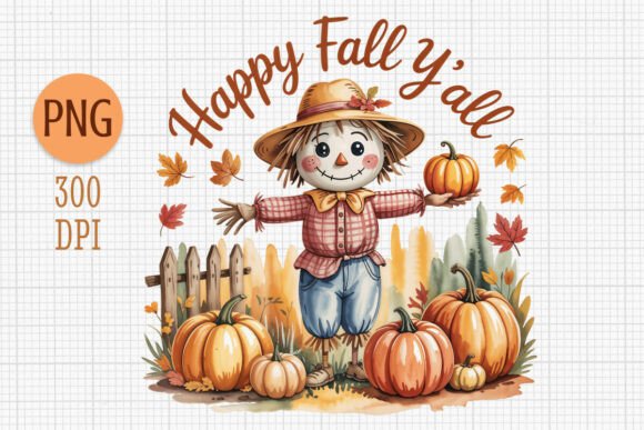 Download Happy Fall Y’all Scarecrow Clipart PNG - Art Collection