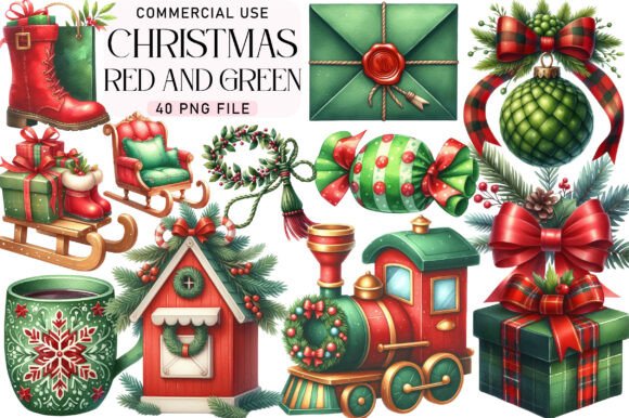 Download Christmas Red and Green Clipart - Art Collection