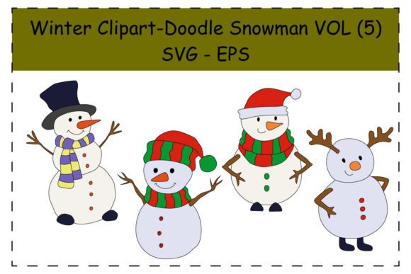 Download Doodle Winter Snowman Clipart Set - Art Collection