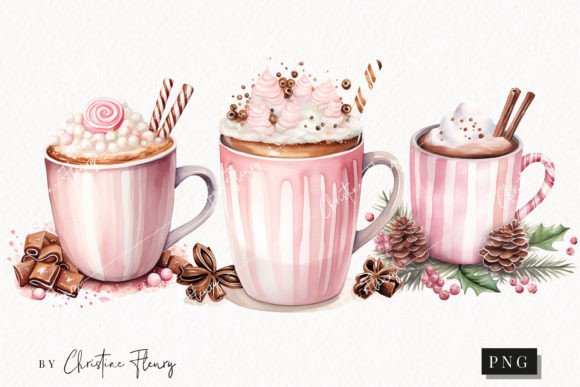 Download Watercolor Pink Hot Cocoa Clipart - Art Collection