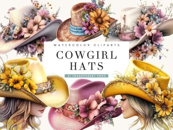 Download Watercolor Western Cowgirl Hats Clipart - Art Collection
