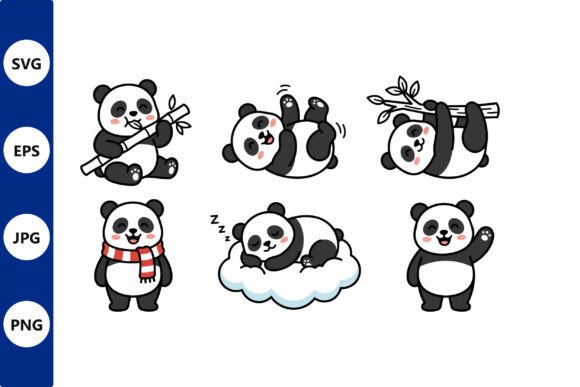 Download Playful Panda Cartoon Sticker Set with - Art Collection
