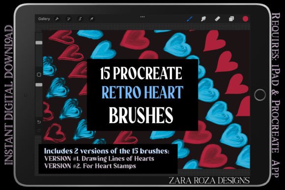 Download Procreate Retro Love Heart Brush Set - Art Collection