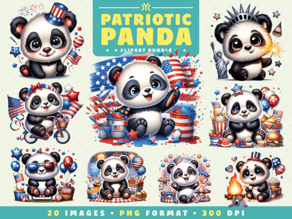 Download Cute Patriotic Panda Clipart - Art Collection