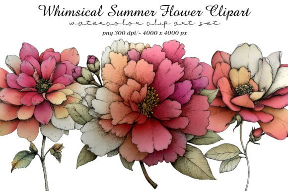 Download Whimsical Summer Flower Clipart - Summer Collection