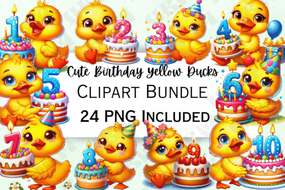 Download Cute Birthday Yellow Ducks Clipart - Art Collection
