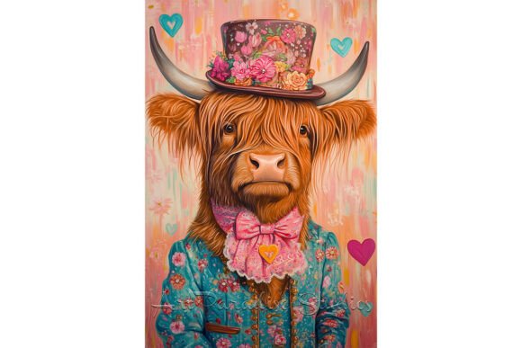 Download Romantic Highland Cow Farm Decor Art - Art Collection