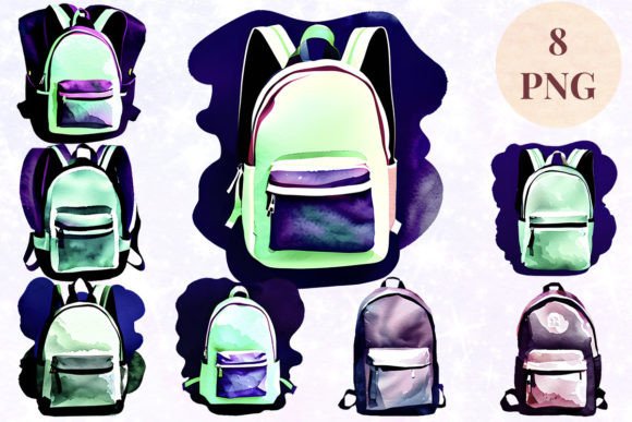Download Backpack Watercolor 7 Clipart PNG - Art Collection