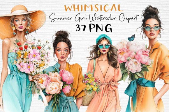 Download Summer Girl Watercolor Clipart PNG - Summer Collection