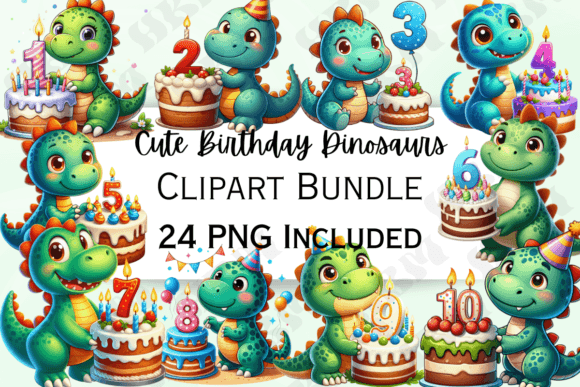 Download Cute Birthday Dinosaurs Clipart - Art Collection