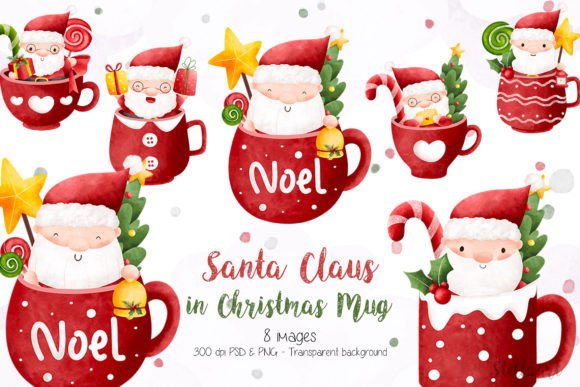 Download Santa Claus in Christmas Mug Clipart - Art Collection