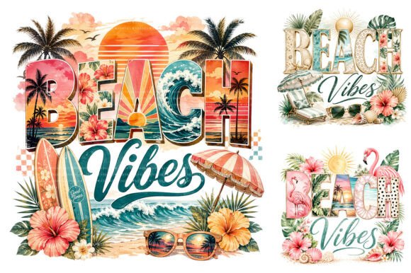 Download Retro Summer Beach Vibes PNG - Summer Collection
