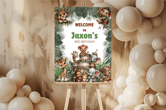 Download Safari Animal Birthday Party Sign - Art Collection