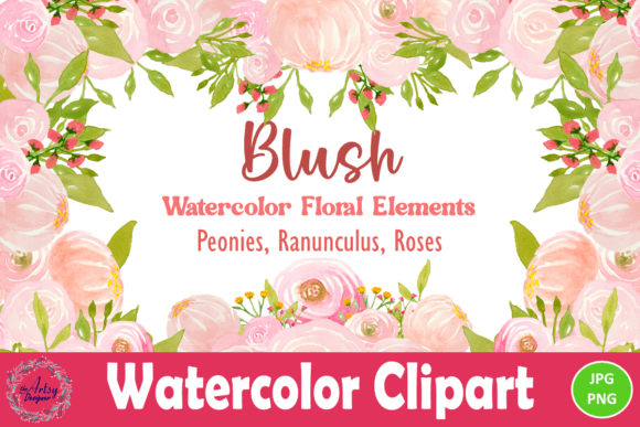 Download Blush Watercolor Floral Elements Clipart - Art Collection