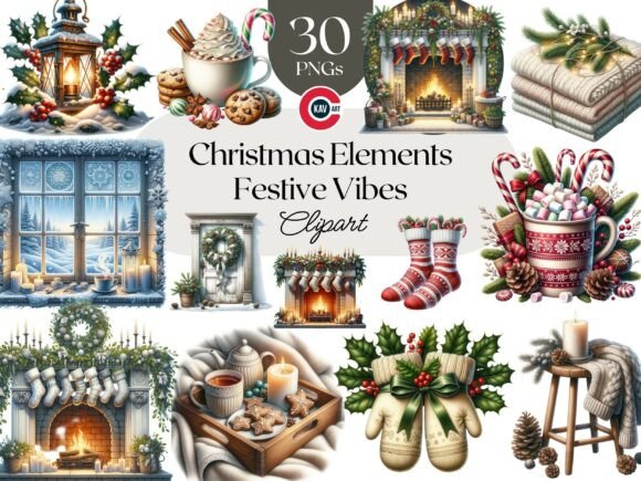 Download Cozy Christmas Holiday Clipart Bundle - Art Collection