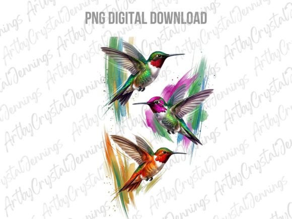 Download Vibrant Hummingbird Watercolor Art PNG - Art Collection