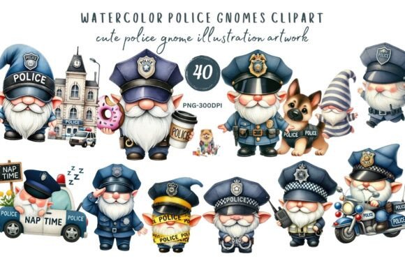 Download Watercolor Police Gnome Clipart Cute PNG - Art Collection